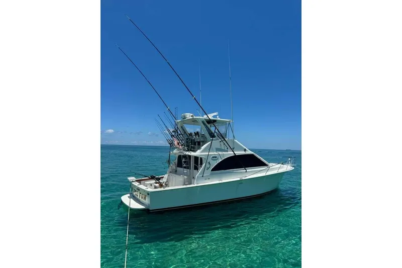 The Image of Ocean Yachts 42 Super Sport 1995 anchored in clear blue waters under a sunny sky. - 0