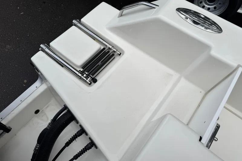 Slide: The Image of 2025 Defiance Catalina 240 boat deck with stainless steel ladder and fittings. - 36