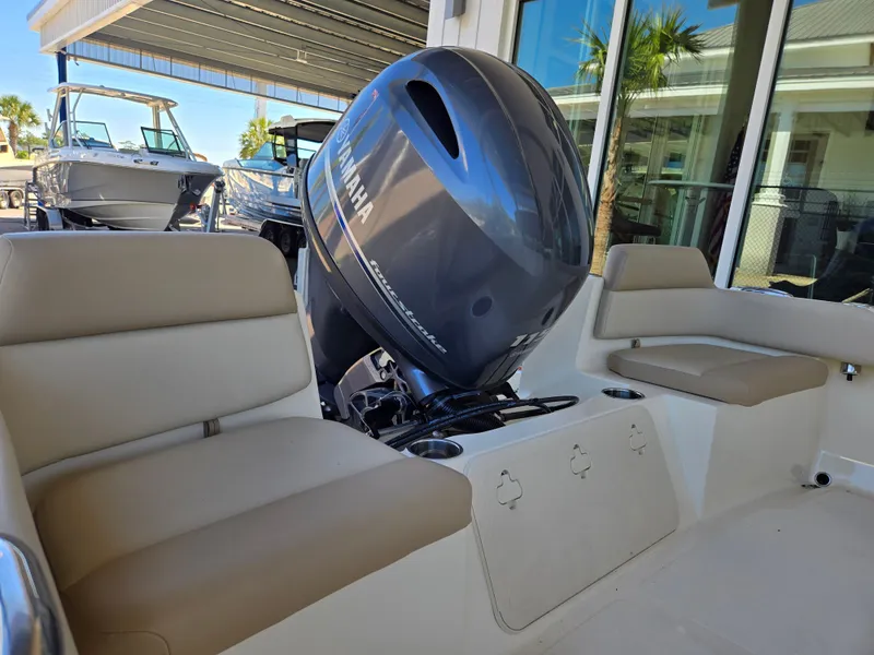 Slide: The Image of 2024 Scout 195 Sportfish with Yamaha engine, interior view. - 2