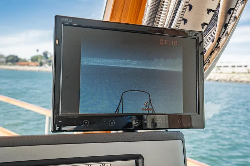 Slide: The Image of FLIR screen on 1987 Grand Banks 46 Classic yacht, displaying navigation view. - 27
