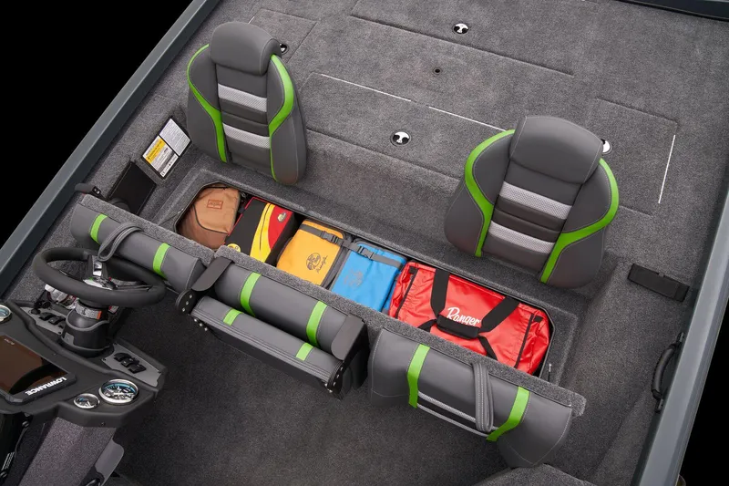 Slide: The Image of Manufacturer Provided Image: Manufacturer Provided Image: 2025 Ranger RT178 boat interior with storage compartments and seating. - 29