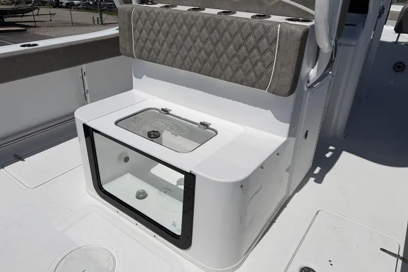 Slide: The Image of Helm of 2026 Sea Hunt Gamefish 30 with dual Garmin displays and controls. - 10