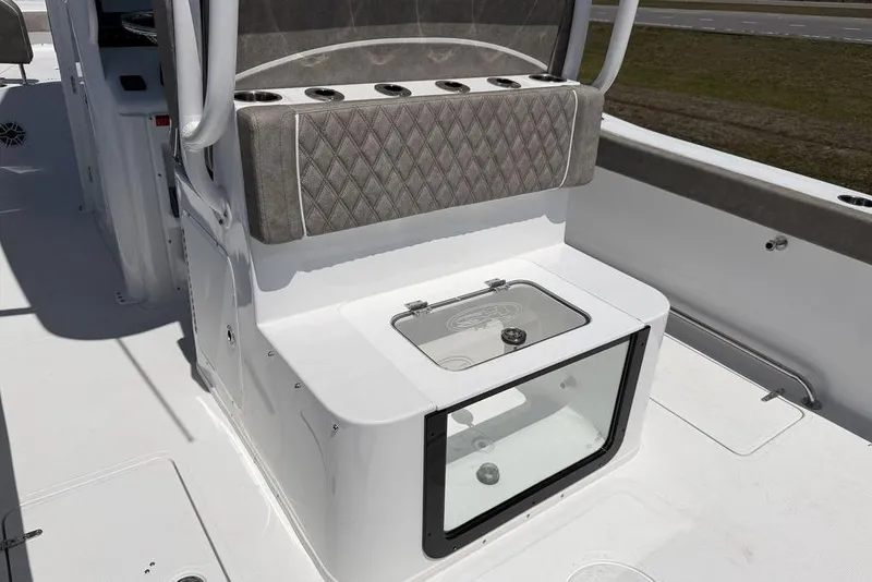 Slide: The Image of 2026 Sea Hunt Gamefish 30 dashboard with Garmin electronics and overhead lighting. - 16