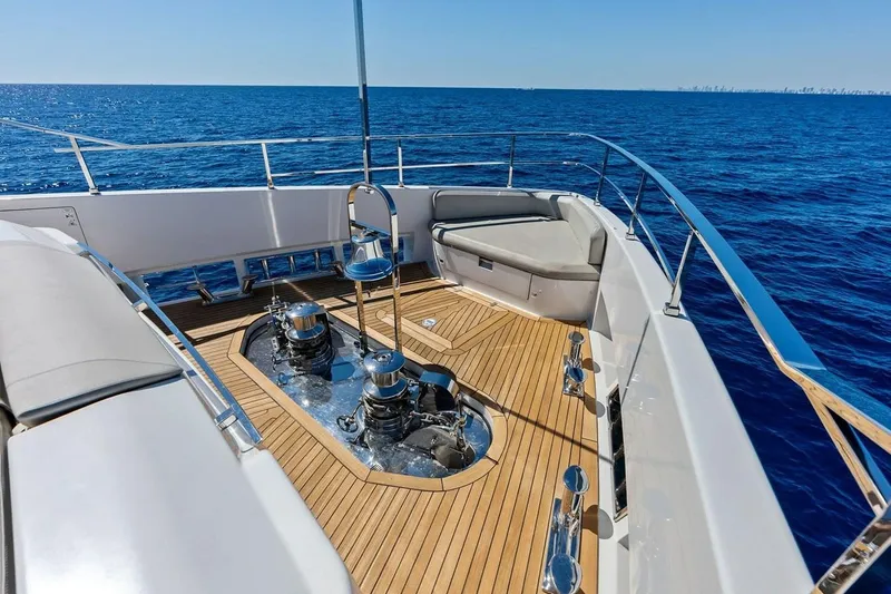 Slide: The Image of Luxurious 2022 Custom Line Navetta 33 yacht deck with ocean view and sleek design. - 41