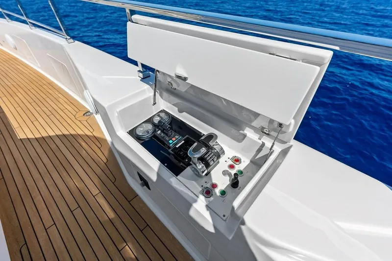 Slide: The Image of Control panel on Custom Line Navetta 33 yacht, 2022 model, with ocean backdrop. - 40