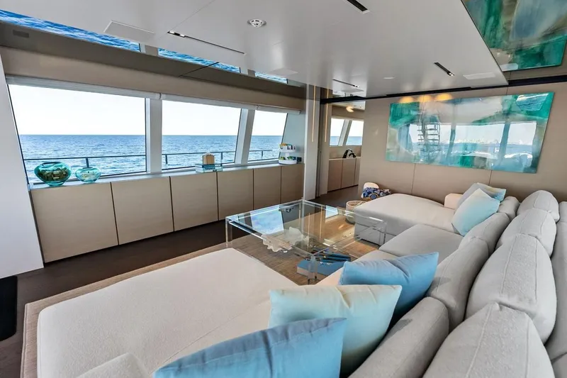 Slide: The Image of Luxurious interior of 2022 Custom Line Navetta 33 yacht with ocean view. - 46