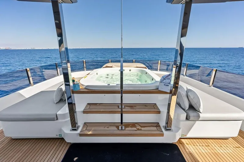 Slide: The Image of Luxurious 2022 Custom Line Navetta 33 yacht with jacuzzi and ocean view. - 18