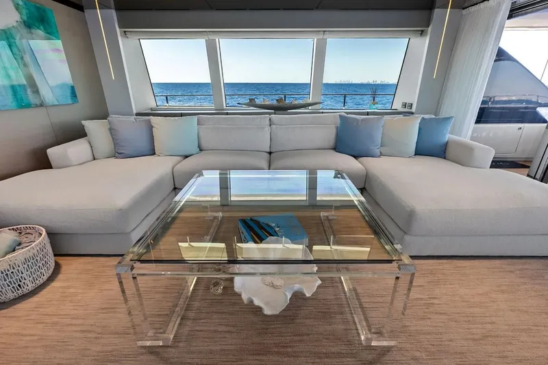 Slide: The Image of Luxurious interior of 2022 Custom Line Navetta 33 yacht with ocean view. - 47