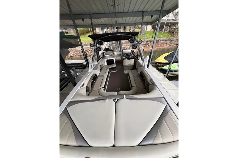 Slide: The Image of 2011 Malibu Wakesetter 247 LSV boat interior with spacious seating and modern design. - 31