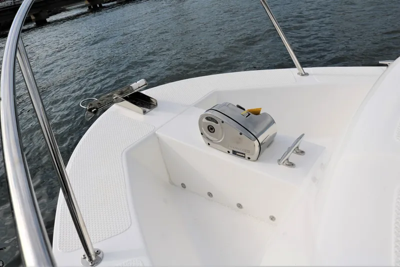 Slide: The Image of Bow of 2026 SeaSport Aleutian 2600 with anchor winch and railing. - 9