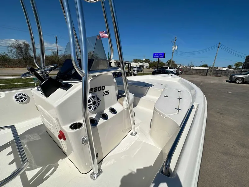 Slide: The Image of 2026 Bulls Bay 2200 XS boat with console and blue sky. - 15