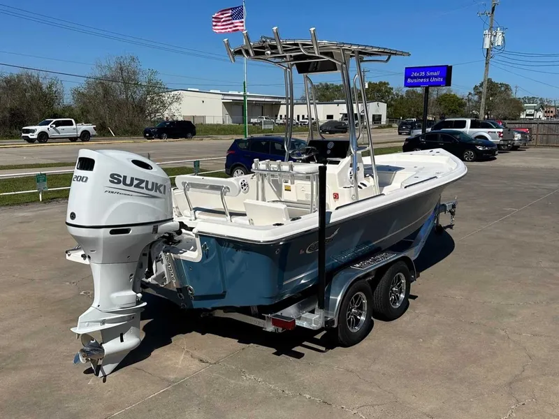 Slide: The Image of 2026 Bulls Bay 2200 XS boat with Suzuki engine on trailer. - 5