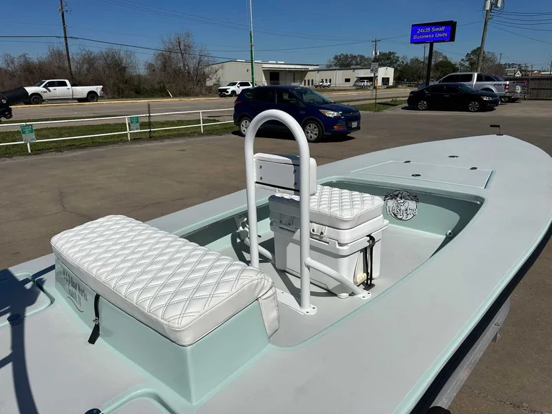 Slide: The Image of 2026 B & D Boat Works Wasp 178 Tiller with white seating upholstery. - 13