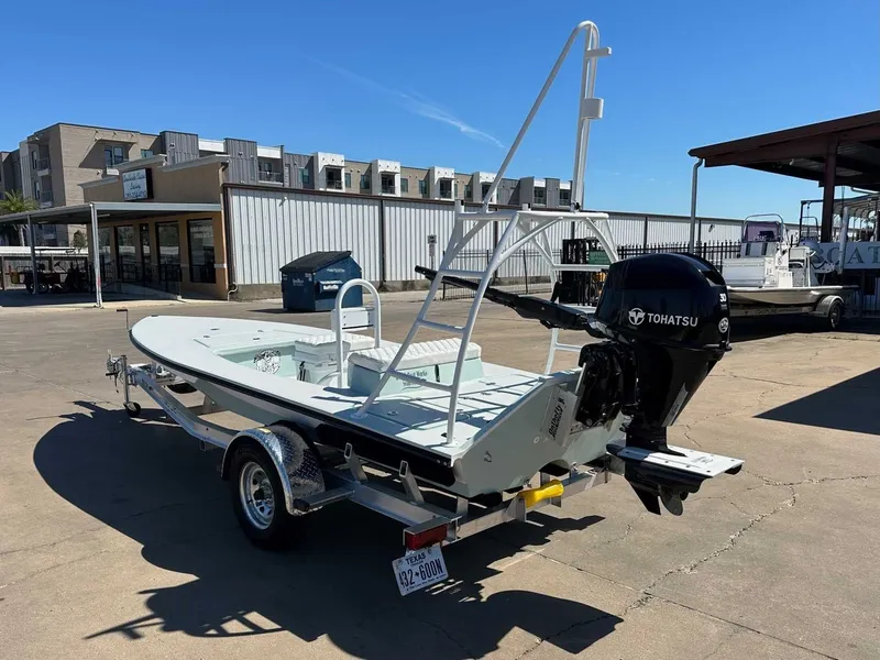 Slide: The Image of B & D Boat Works Wasp 178 Tiller 2026 with Tohatsu motor on trailer. - 3