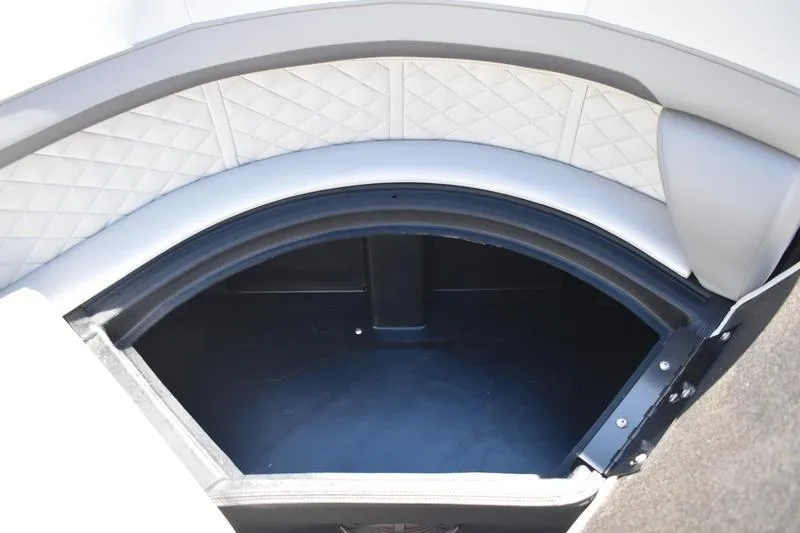 Slide: The Image of Interior storage compartment of 2026 Lowe SS 230 boat with quilted upholstery. - 27