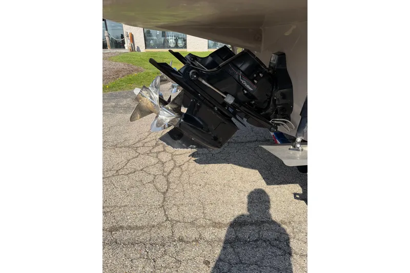 Slide: The Image of Front view of a 2019 Rinker EX 320 boat deck. - 24