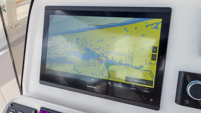Slide: The Image of Garmin navigation display on 2022 Intrepid 345 Valor boat. - 24