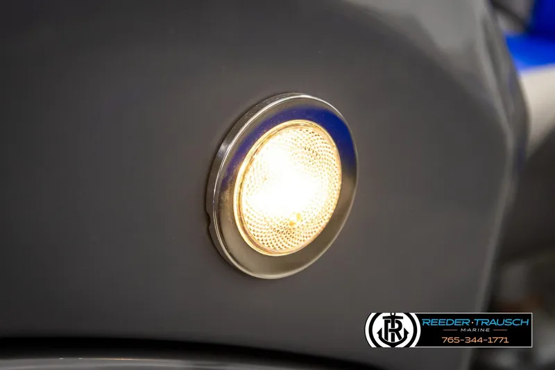 Slide: The Image of Close-up of a 2025 Bennington LTFBSE boat light, featuring sleek design and illumination. - 43