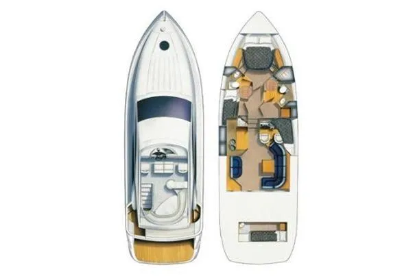 Slide: The Image of 2007 Fairline Phantom 46 yacht layout, showcasing deck and interior design. - 21