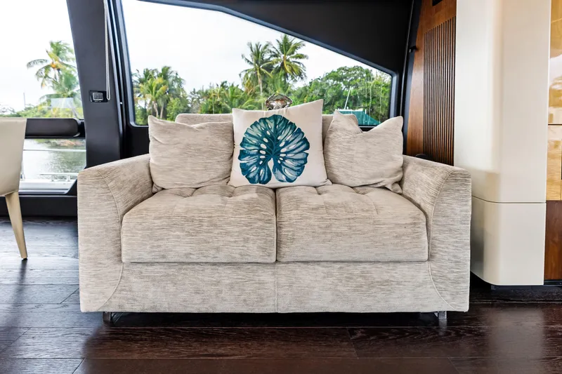 Slide: The Image of Luxurious interior of 2017 Azimut Fly 72 yacht with elegant sofa and decorative pillow. - 20