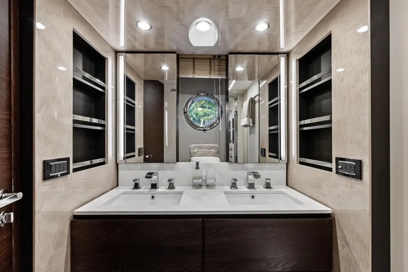 Slide: The Image of Luxurious bathroom interior of 2017 Azimut Fly 72 yacht with double sinks and modern fixtures. - 36