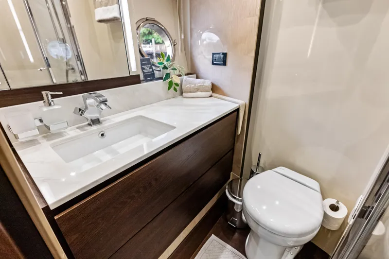Slide: The Image of Luxurious bathroom in 2017 Azimut Fly 72 yacht with modern fixtures and elegant design. - 41
