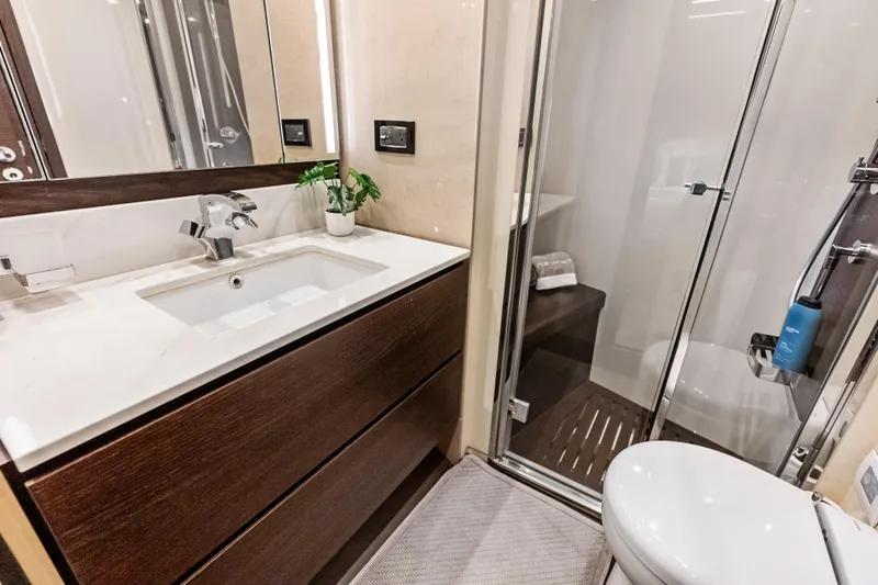 Slide: The Image of Luxurious bathroom in 2017 Azimut Fly 72 yacht with modern fixtures and shower. - 47