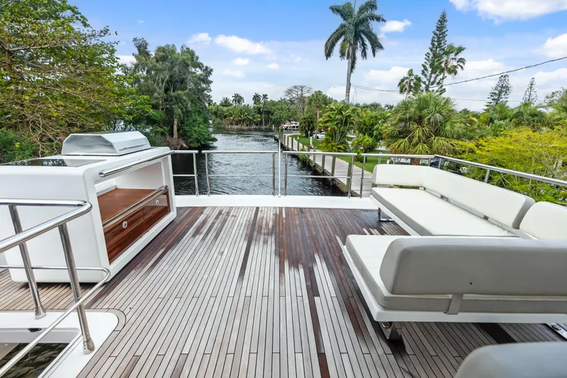 Slide: The Image of Luxurious deck of 2017 Azimut Fly 72 yacht with scenic river view. - 70