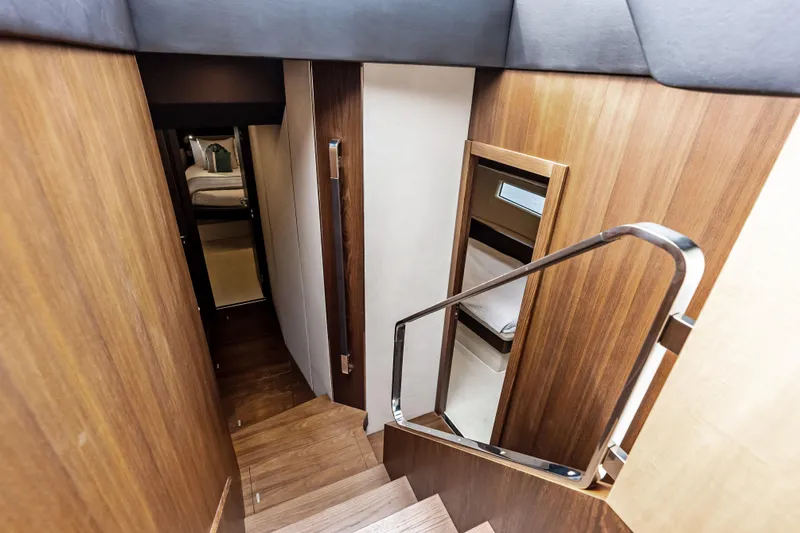 Slide: The Image of Staircase in 2017 Azimut Fly 72 yacht with wooden interior and modern design. - 82