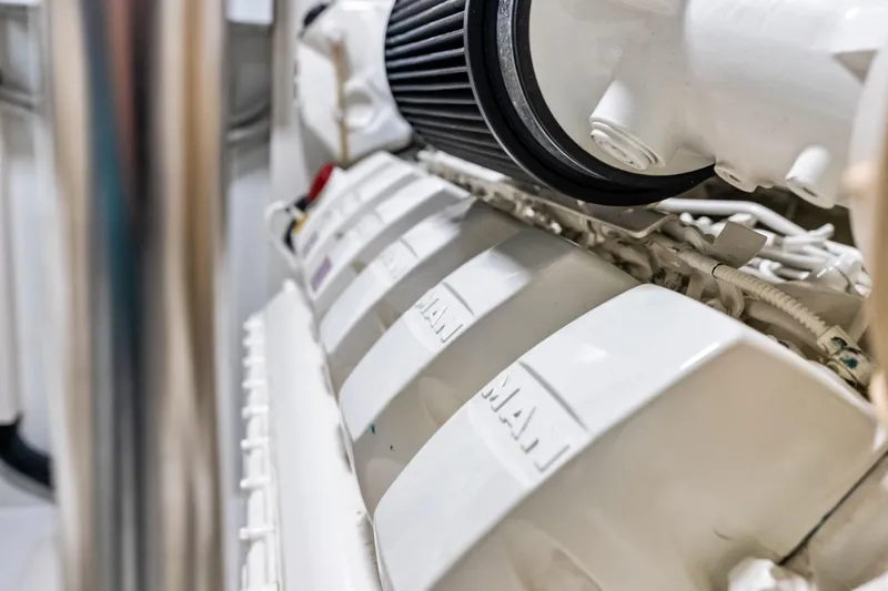 Slide: The Image of Engine detail of 2017 Azimut Fly 72 yacht, showcasing mechanical components and design. - 86