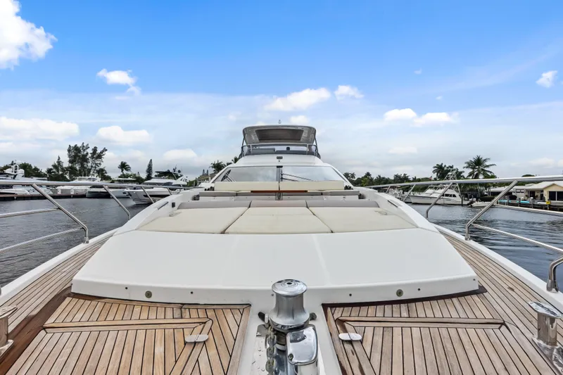 Slide: The Image of Luxurious 2017 Azimut Fly 72 yacht with spacious deck and sleek design, docked at marina. - 9