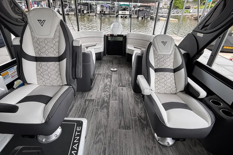 Slide: The Image of Luxurious interior of 2026 Viaggio D26U boat with elegant seating and modern design. - 12