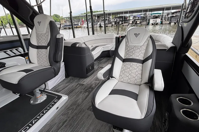 Slide: The Image of Luxurious interior of 2026 Viaggio D26U boat with plush seating and modern design. - 13
