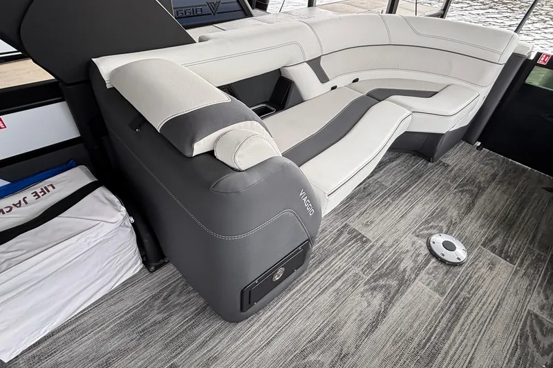 Slide: The Image of Luxurious seating in 2026 Viaggio D26U boat with modern design and elegant upholstery. - 15