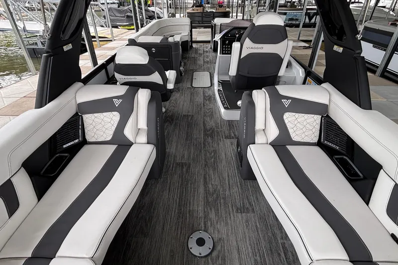 Slide: The Image of Luxurious interior of 2026 Viaggio D26U boat with elegant seating and modern design. - 20