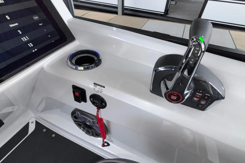 Slide: The Image of Control panel of 2026 Viaggio D26U boat with throttle and digital display. - 27