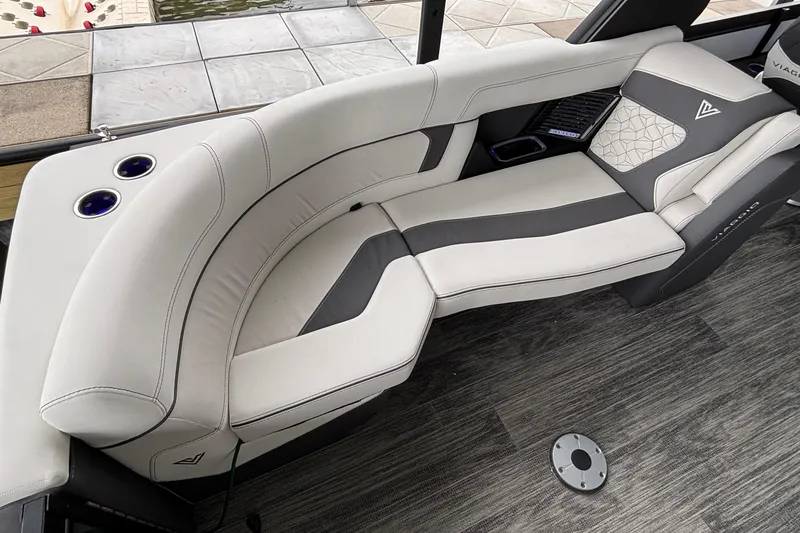 Slide: The Image of Luxurious seating on 2026 Viaggio D26U boat, featuring elegant design and comfortable upholstery. - 31