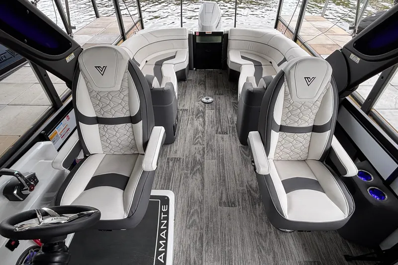 Slide: The Image of Luxurious interior of 2026 Viaggio D26U boat with plush seating and modern design. - 34