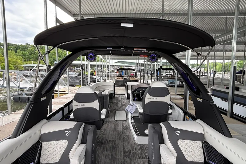 Slide: The Image of Luxurious 2026 Viaggio D26U boat interior with modern seating and sleek design. - 35