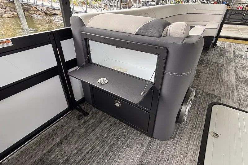 Slide: The Image of Interior of 2026 Viaggio D26U boat with seating and storage compartment. - 38