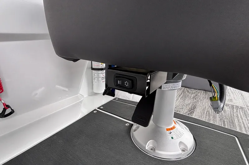 Slide: The Image of Under-seat view of Viaggio D26U 2026 with swivel lock mechanism and wiring. - 45