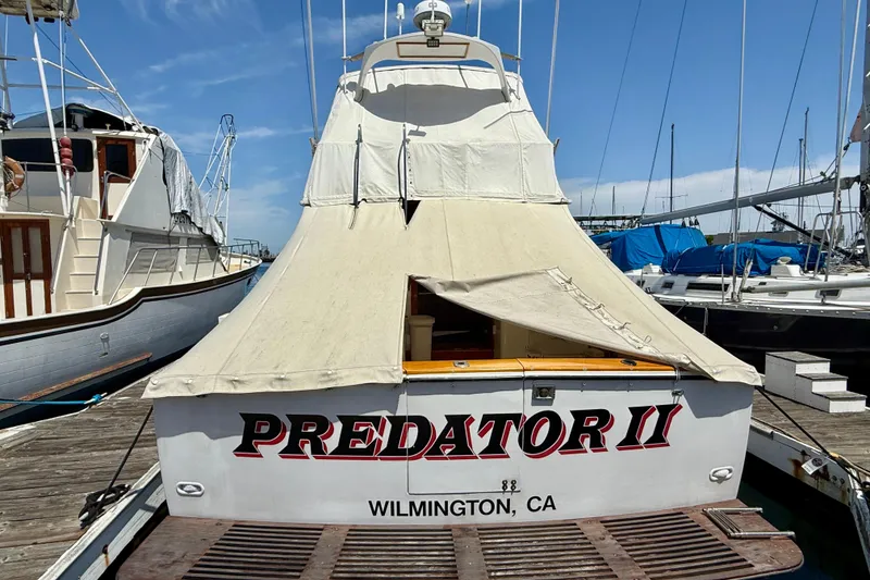 Slide: The Image of 1971 Pacifica 44 Convertible boat "Predator II" docked in Wilmington, CA marina. - 5