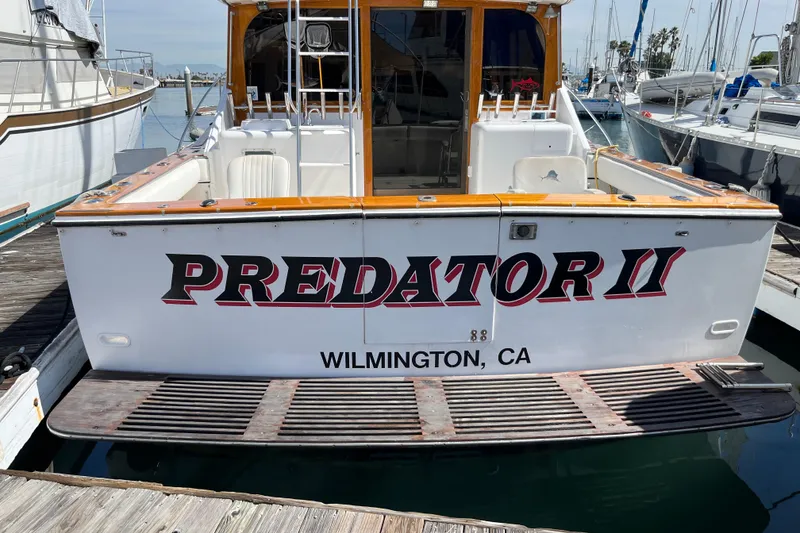 Slide: The Image of 1971 Pacifica 44 Convertible boat named "Predator II" docked in Wilmington, CA. - 8