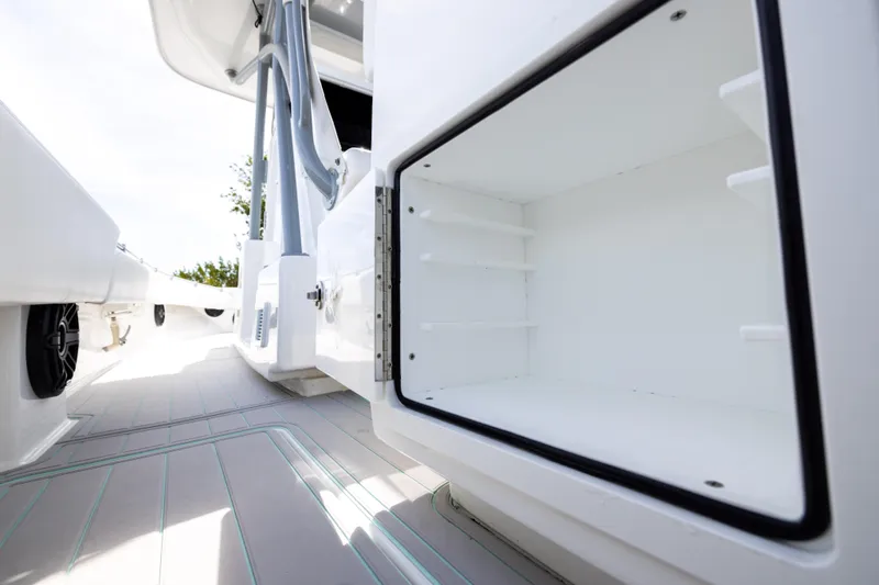 Slide: The Image of 2025 SeaHunter 30 Floridian boat interior storage compartment, showcasing spacious design and modern features. - 34