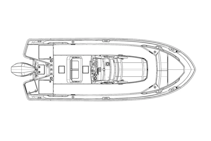 Slide: The Image of Manufacturer Provided Image: Top view schematic of 2026 Boston Whaler 220 Dauntless boat layout. - 16