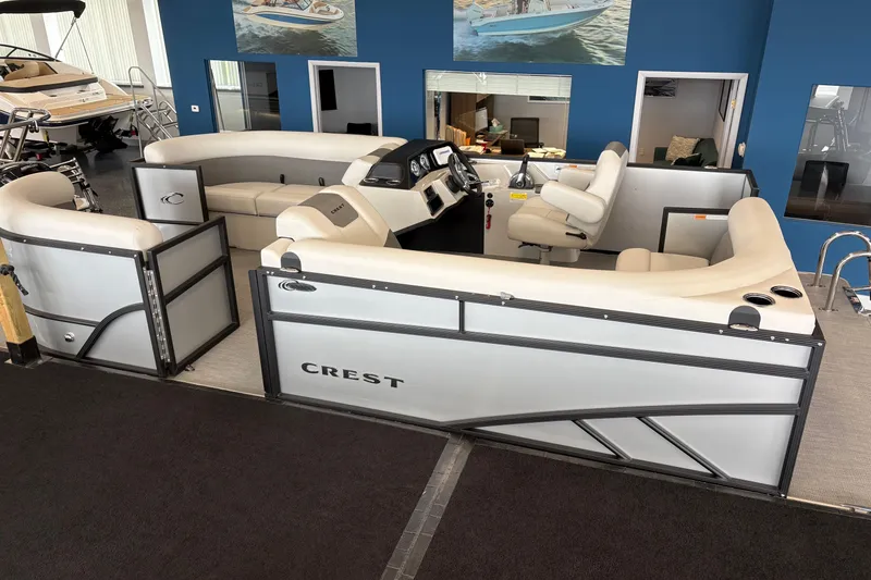 Slide: The Image of Interior of Crest 180 SE pontoon boat, model year 2026. - 4