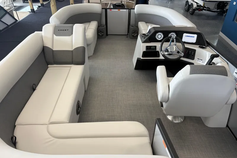 Slide: The Image of Interior of Crest 180 SE pontoon boat, model year 2026. - 5