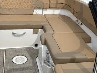 Slide: The Image of Interior of 2023 Bayliner VR5 Bowrider I/O with beige upholstery. - 13