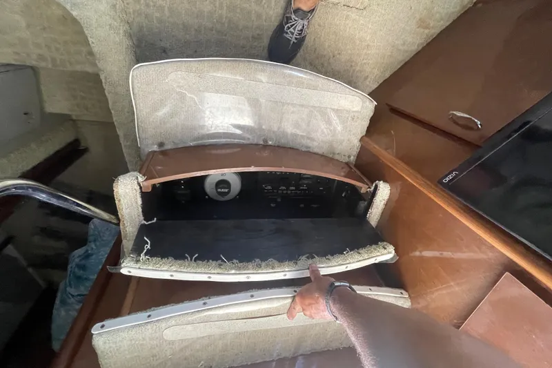 Slide: The Image of Interior view of a 2008 Carver 41 Cockpit Motor Yacht control panel. - 29