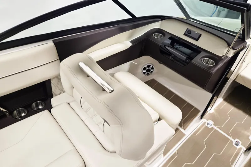 Slide: The Image of Luxurious interior of 2026 Regal LX2 boat with elegant seating and modern design. - 7